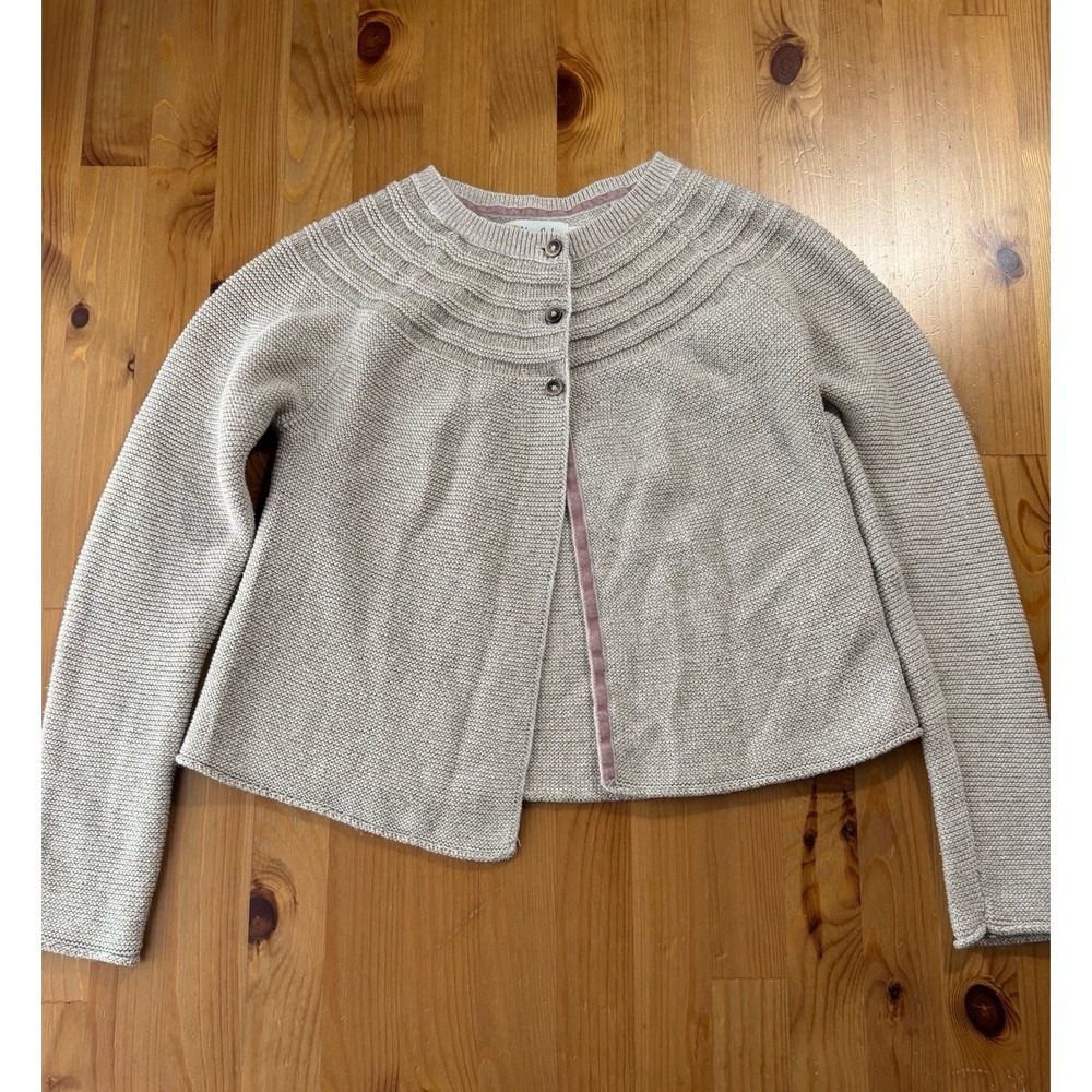 Girls' Mini Boden Shimmer Metallic Beige‎ Cardigan Size 8/9